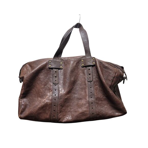 Fossil Duffle Bag LUGGAGE Suitcase Leather Brown Top Handle NO SHOULDER STRAP - Picture 3 of 10